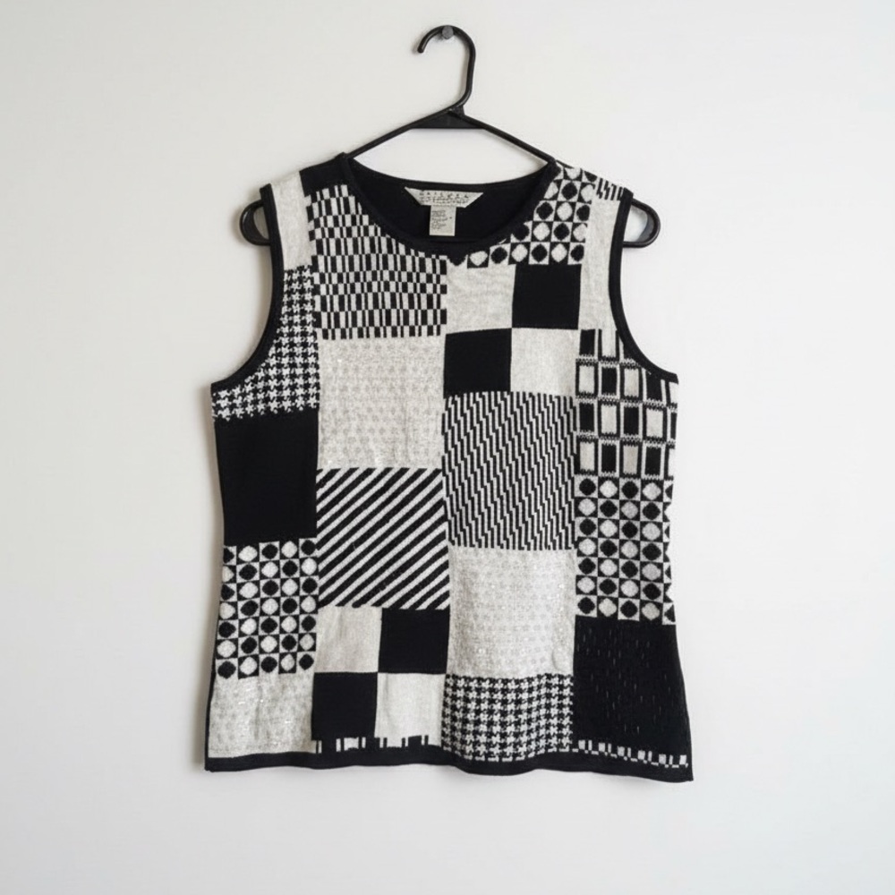 Patchwork Sweater with sequins and beading detail. Very Y2K and Phoebecore.